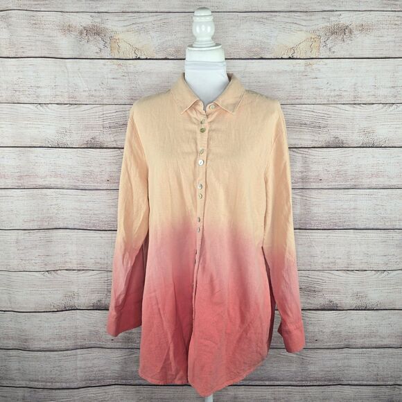 Soft Surroundings Tops - Soft Surroundings Button Down Ombre Tunic Long Sleeve Shirt XL Petite